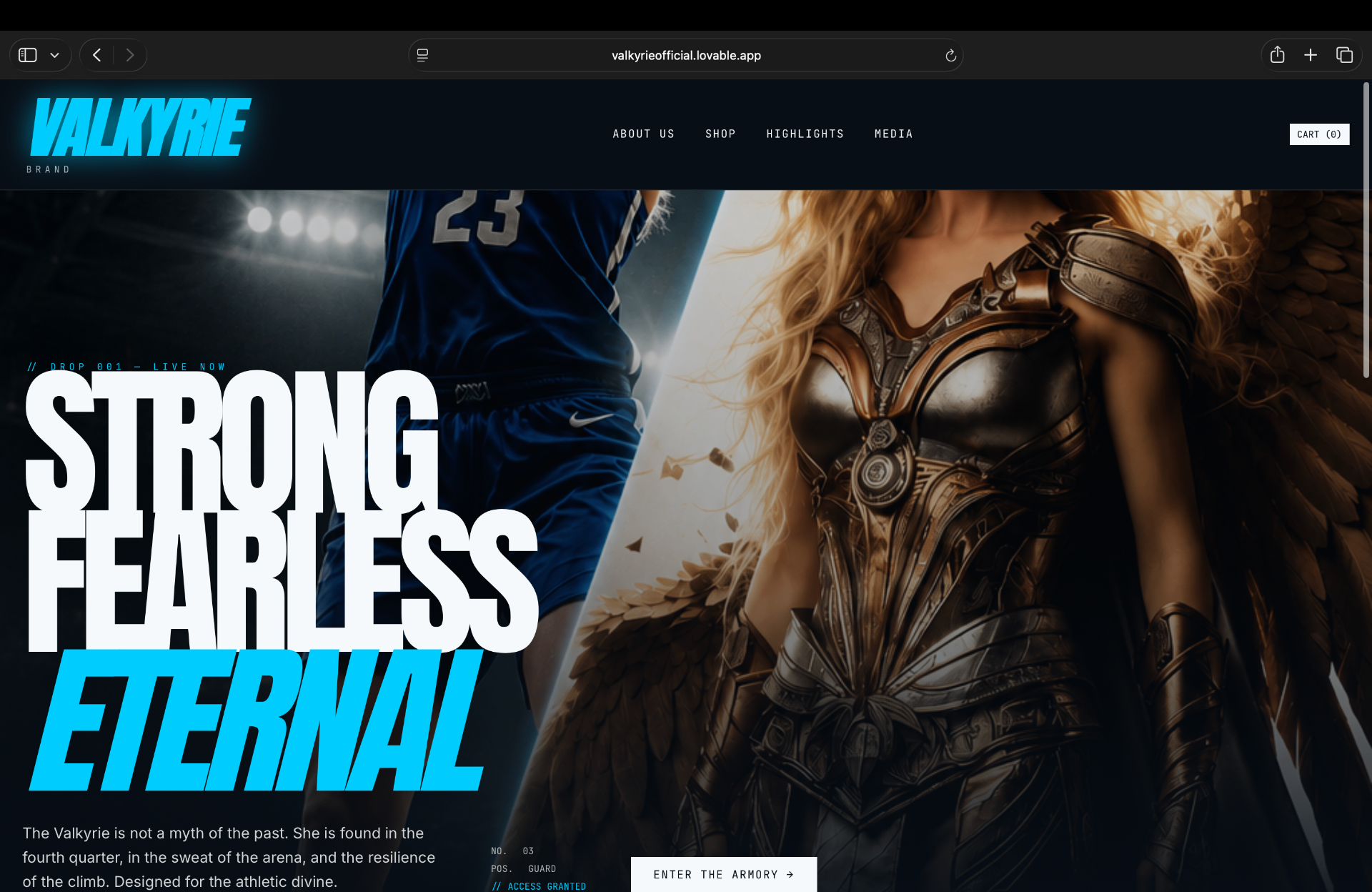 Valkyrie Brand website design