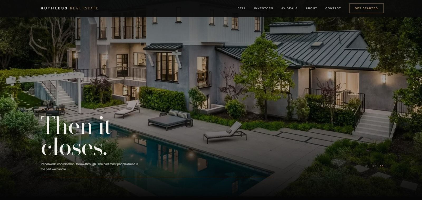 Ruthless Real Estate, Real Estate website screen